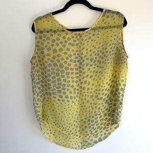 PIKO 1988 | Yellow Sleeveless Sheer Blouse with Gray Pattern Size S